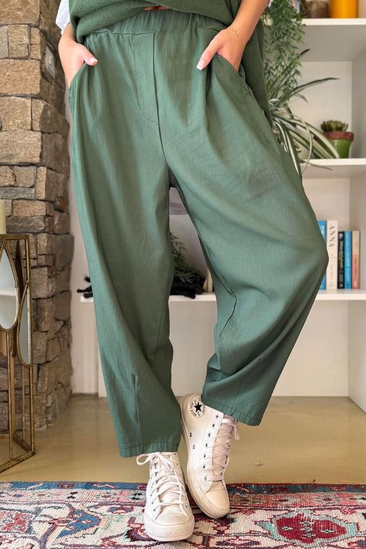 Bengaline Carrot Leg Trouser Heritage Green